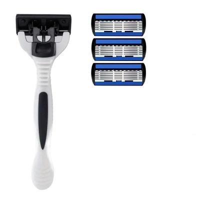 6-Layer Manual Razor with Stainless Steel Blade for Men - Includes Portable Stand