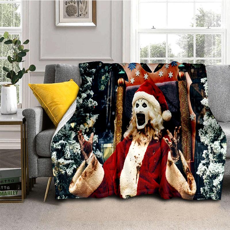 3D Terrifier 3 Horror Clown Movie Cartoon Soft Blankets,Throw Blanket Comfortable Blanket for Picnic Beds Sofa Home Kids Gifts