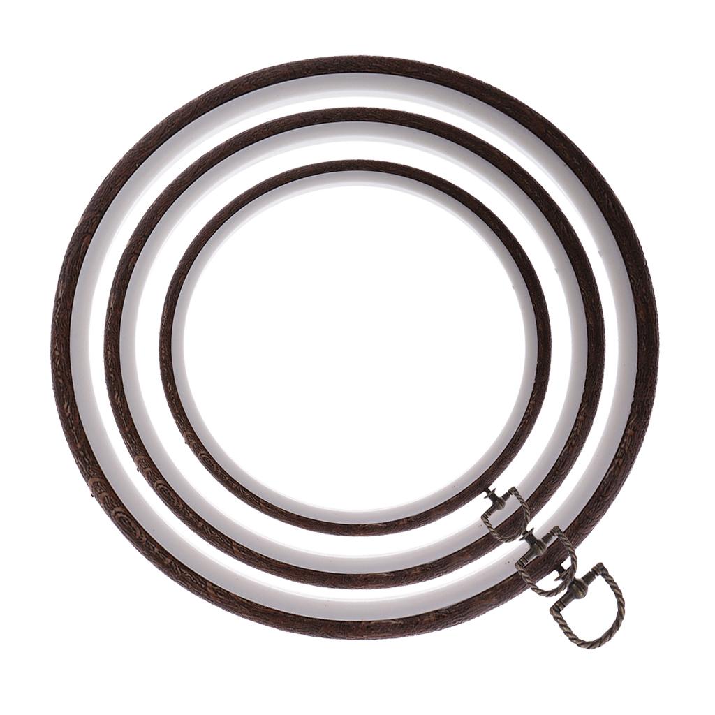 3Pcs Wood Embroidery Hoop Ring Stitch Circle Sewing Craft Tools