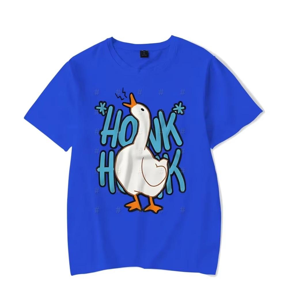 Men Women Cartoon T-Shirts 2024 Summer Harajuku Kawaii Honk Goose Printed Short Sleeve Tees Streetwear Loose Clothes Y2K Tops