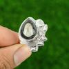 925 Silver Orthoceras Fossil Gemstone Anniversary Sister Cescent Moon Bezel Ring
