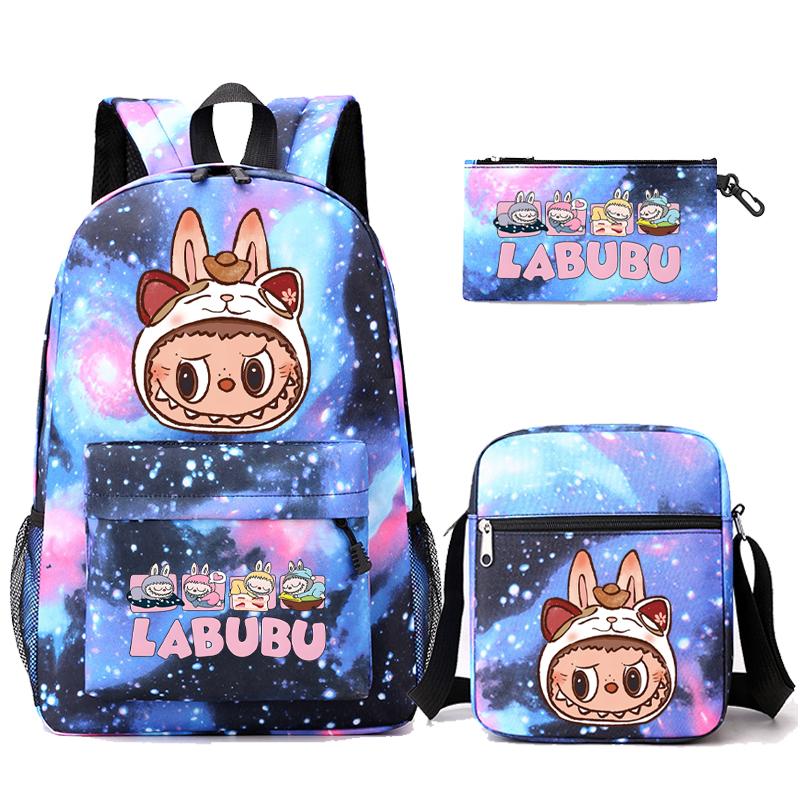 3Pcs/set Cartoon Printed Backpack Teenager Student Boy Girl Schoolbag Larger Capacity Bagpack Travel Bag Kid Gift Mochila