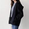 Women's Short Loose Fit Hooded Wool Coat - Korean Style, Solid Color, Petite, Casual, Autumn/Winter. In Stock, Ships Same Day.