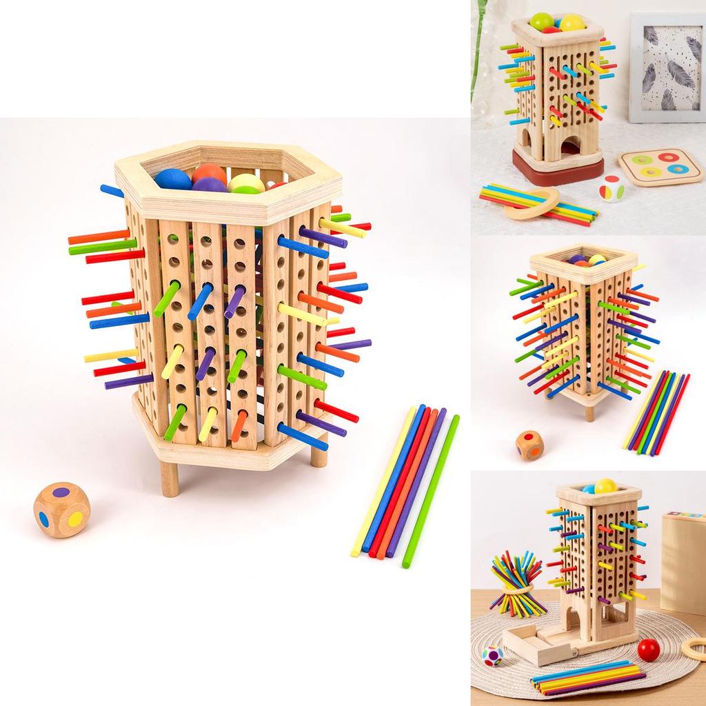 Wooden Stick Trishape Educational Game For Kids With Color Recognition And Parentchild Interaction