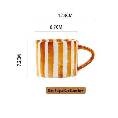 Nordic Striped Ceramic Coffee Cup & Saucer Set