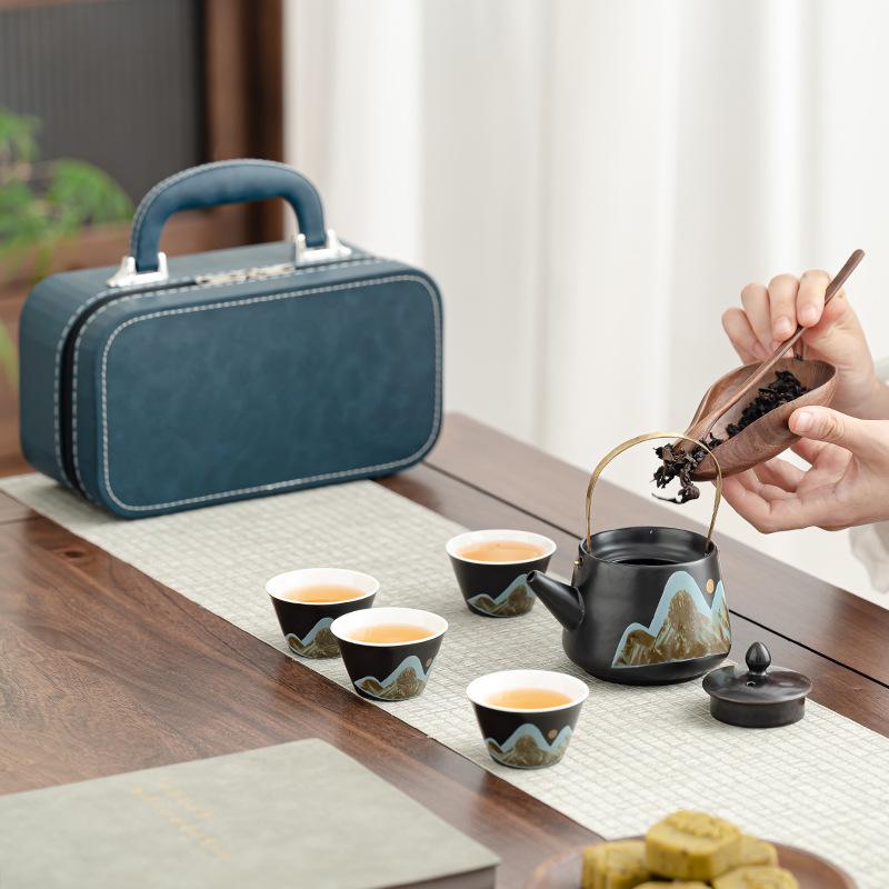 Retro Qingshan Chinese tea set, a complete set of tea making, Kung Fu teapot, Guochao gift box, housewarming can be accompanied by gifts