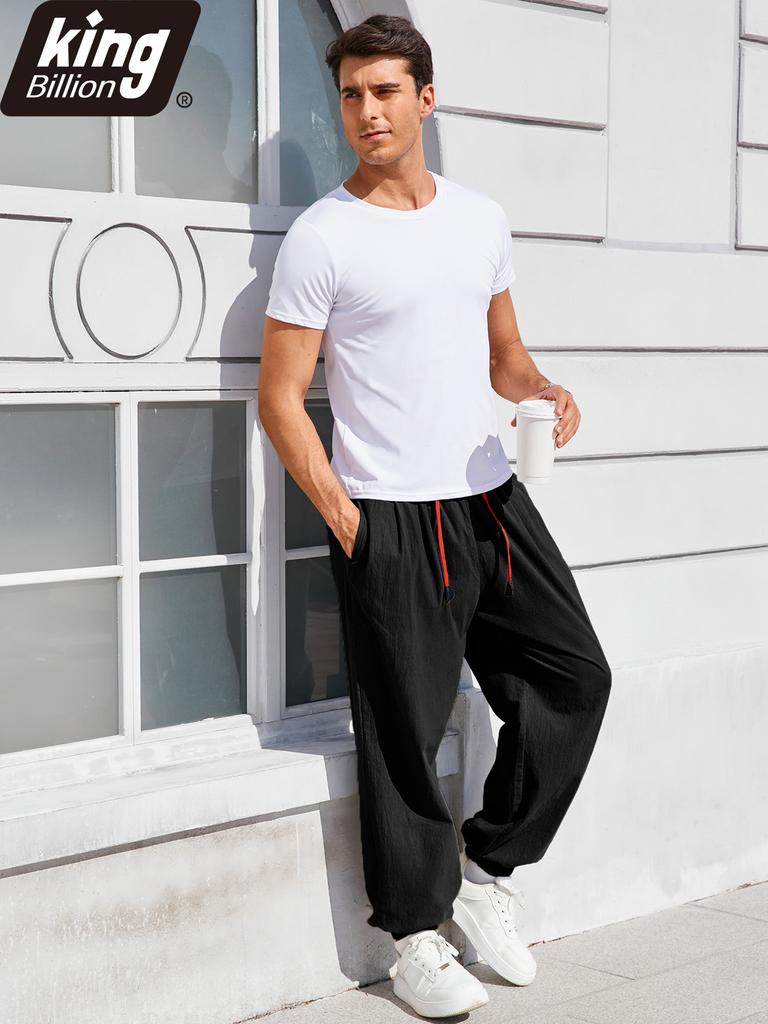 Men's Casual Harem Pants Ankle Cuffed Solid Color Loose Fit Oversize Drawstring Elastic Waist Streetwear Hip Hop Trendy Trousers