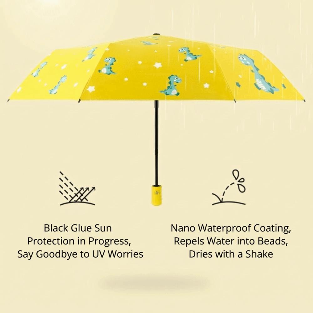 Frischer Stil Niedlicher Cartoon Manueller Regenschirm Leicht Tragbarer Faltregenschirm Winddichter Regenschirm Outdoor