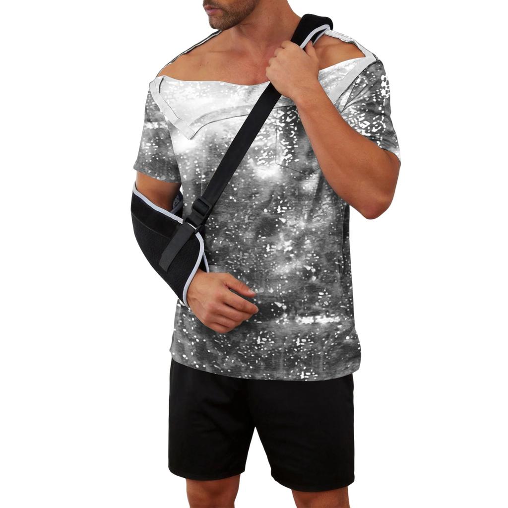 Men’s Tie Dye Printed Recovery Shirt Full Front Open Short Sleeve Side Design Comfortable Fit