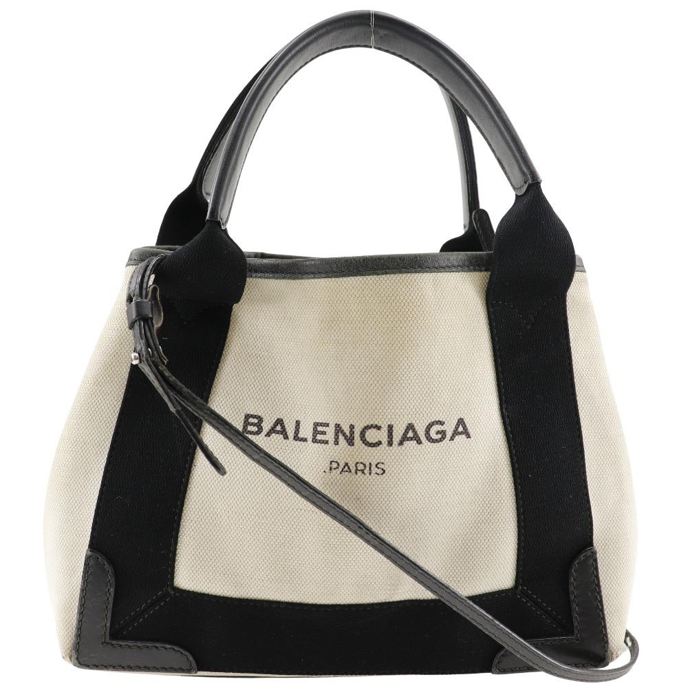 

BALENCIAGA Navy Cabas XS Handbag Natural / Black cotton Women Used