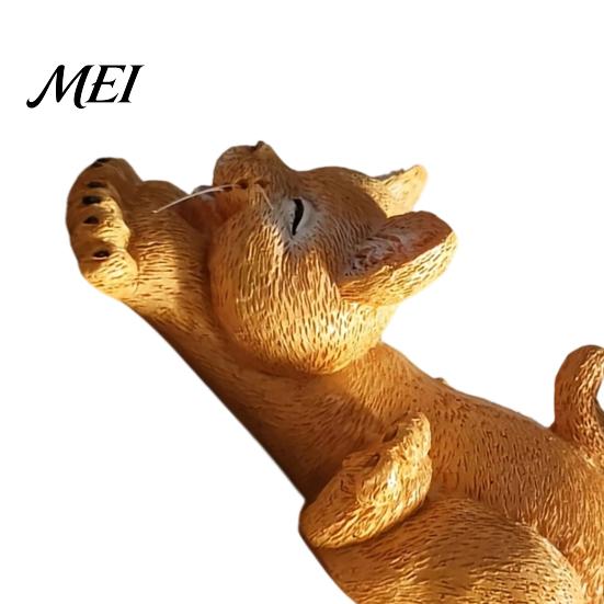 Small Cute Ornament for Workstation Stretching Kitten Figurine, Resin Cat Statue, Animal Ornament, Creative Crafts Room Compact Desktop Decoration