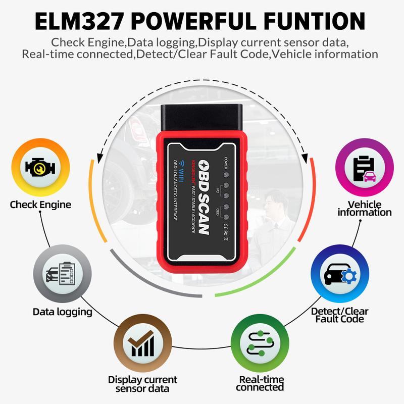 ELM327 V1.5 PIC18F25K80 lustas Dviguba plokštė WIFI/BT OBD2 kodo skaitytuvas ELM327 OBDII diagnostikos įrankis Android/IOS telefonui PK ICAR 2