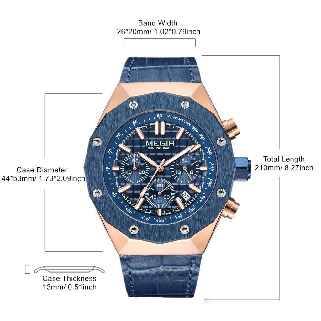 MEGIR Luxury Men Sports Watches Chronograph Fashion Quartz Wristwatch Men's Casual Business Date Clock Relogio Masculino 2213