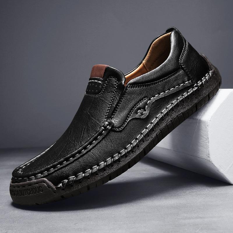 TEMU large size hand-stitched casual shoes one-pedal men's shoes single shoes men's leather shoes