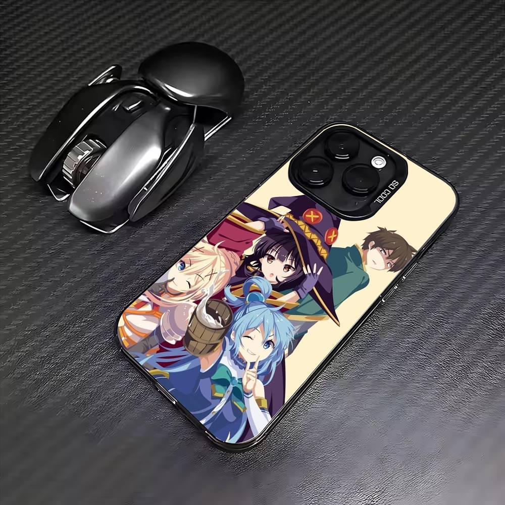 K-Kono Subarashii S-Sekai ni Shukufuku Phone Case For iPhone17,16,15,14,13,12,11 Plus,Pro Max Colored Silver Plated Inside Cover