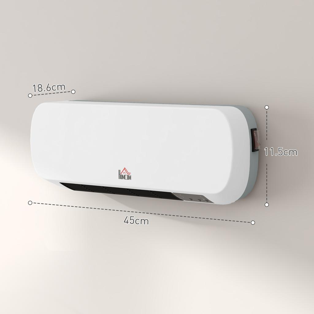 2000W Wall Mounted Ceramic Space Heater, 10-49 degrees C Temperature, White