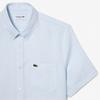 LACOSTE Men s Linen Short Sleeve Shirt [Sky Blue]