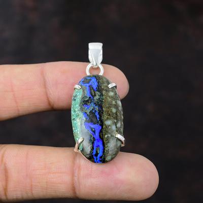 Azurite Malachite Pendant Natural Gemstone Jewelry 925 Sterling Silver Pendant Handmade Boho Style Pendant Gift For Friend Beautiful Pendant