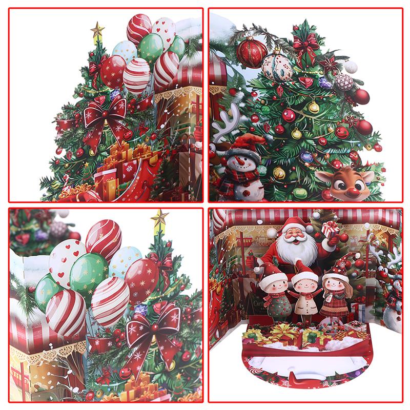 1Pc 3D Christmas Card With Snowy Winter House And Santa Claus Design Envelope Included Festive Greeting For Family Friends