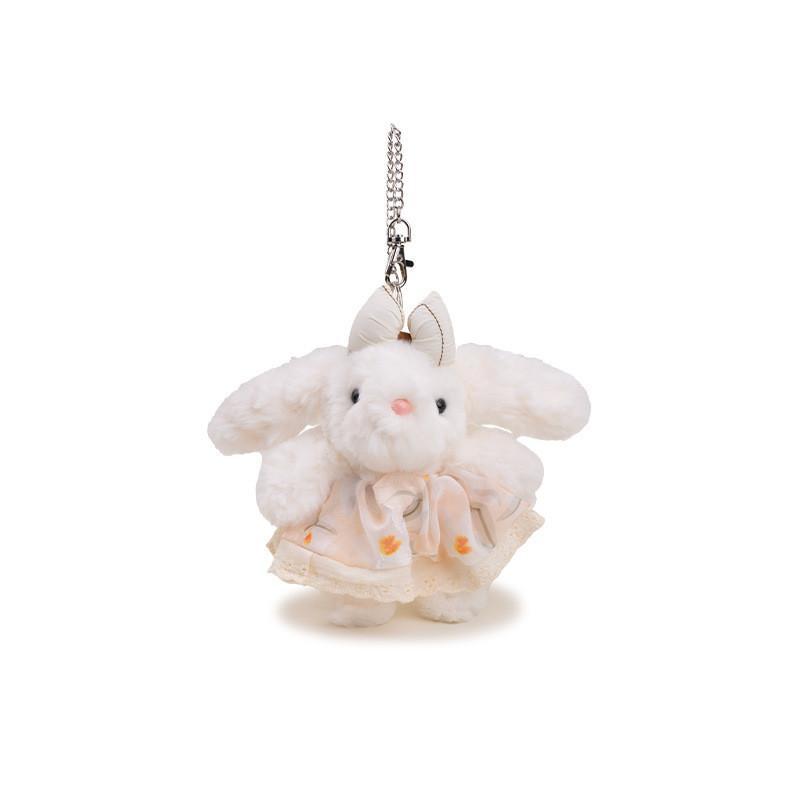 Fallen Rabbit Eared Plush Pendant Lolita Jk Doll Floral Plaid Skirt Design Bow