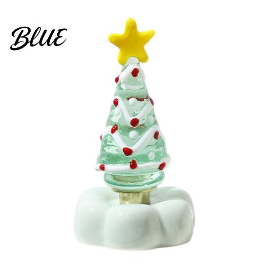 Handmade Glass Crafts Christmas Tree Ornament with Star Top And Colorful Bead Details Handcrafted Holiday Table Decor Desktop Rotating Figurine