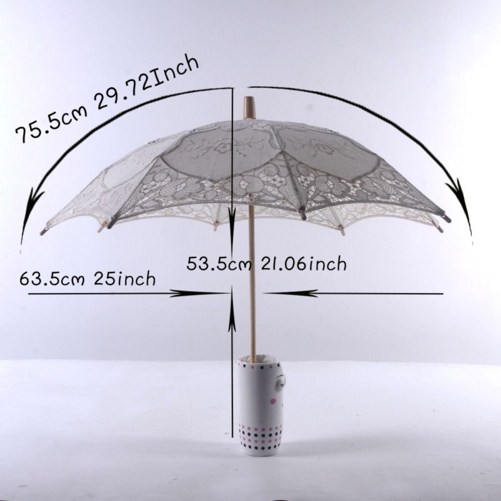 Embroidery Flower Girl Umbrella 26/31/43/53cm Kids Sun Umbrella  Bride Wedding Gift