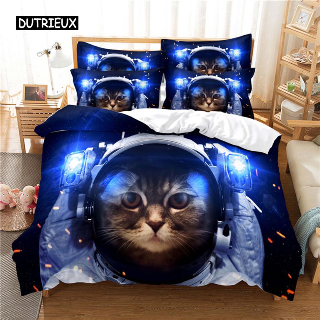 

Комплект постельного белья Lovely Cat, комплект пододеяльников, комплект постельного белья с 3D-печатью, комплект постельного белья размера Queen, модный дизайн EU single(135x200cm)