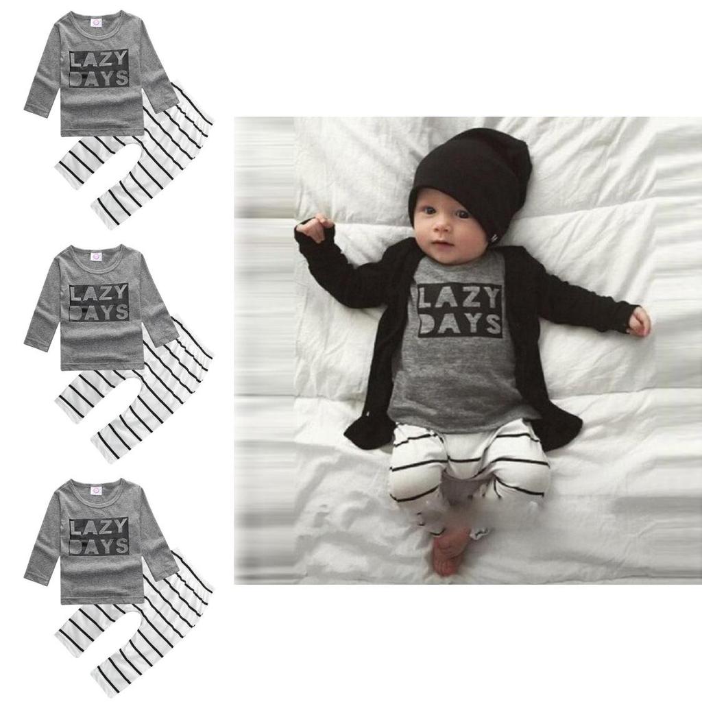 Stylish 2pcs Suit For Baby Kids Featuring Letter Printed Long Sleeve Shirt And Pants