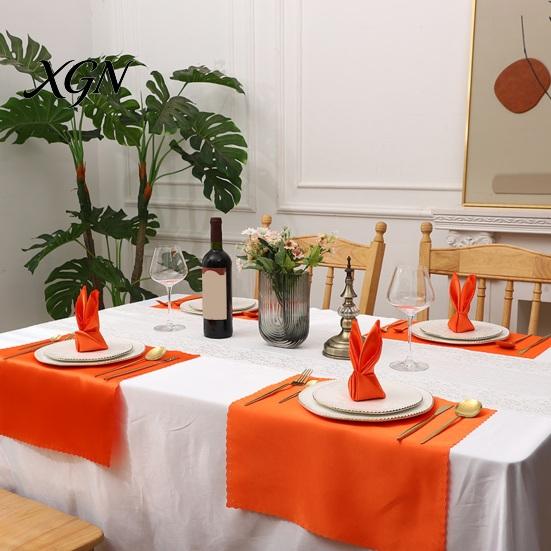 Wrinkle Resistant Napkins Scalloped Satin Napkin, Solid Color Glossy Cloth 17x17 Inch Silk Texture Reusable Silky Dinner Napkin for Weddings