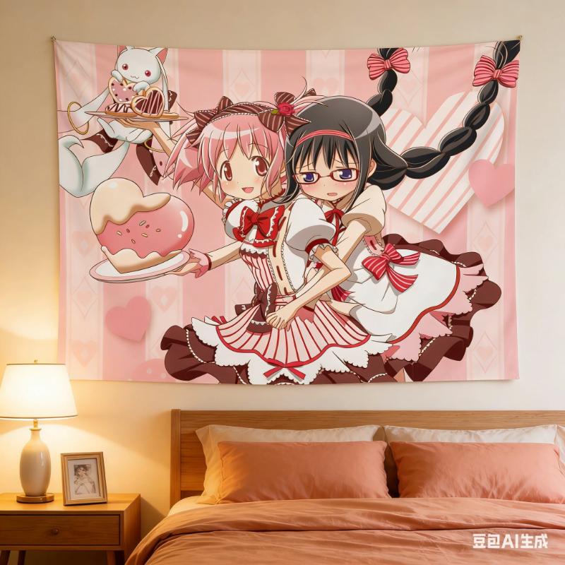 Y2K Anime Wandteppich Wandbehang Magisches Mädchen Ästhetik Manga E-Sport Gaming Raum Schlafzimmer Wohnheim Dekor Polyester