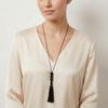 Neck Pendant Resin Beads Necklace Long Rope Black Tassel Choker Handmade Adjustable Women Collarbone Chain Banquet