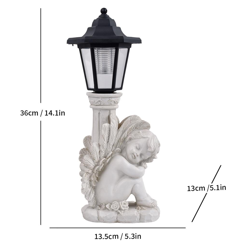 JYL TS/052,Creative Ancient Roman Column Leaning Angel Solar Outdoor Light European Resin Garden Statue Lamp