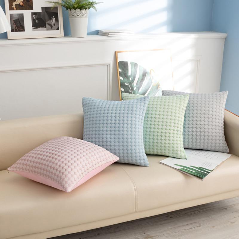1pcs Creative Ice Silk Pillow Cover Solid Color Diamond Pattern Cushion Cover Home Sofa Decorative Pillowcase 45x45cm
