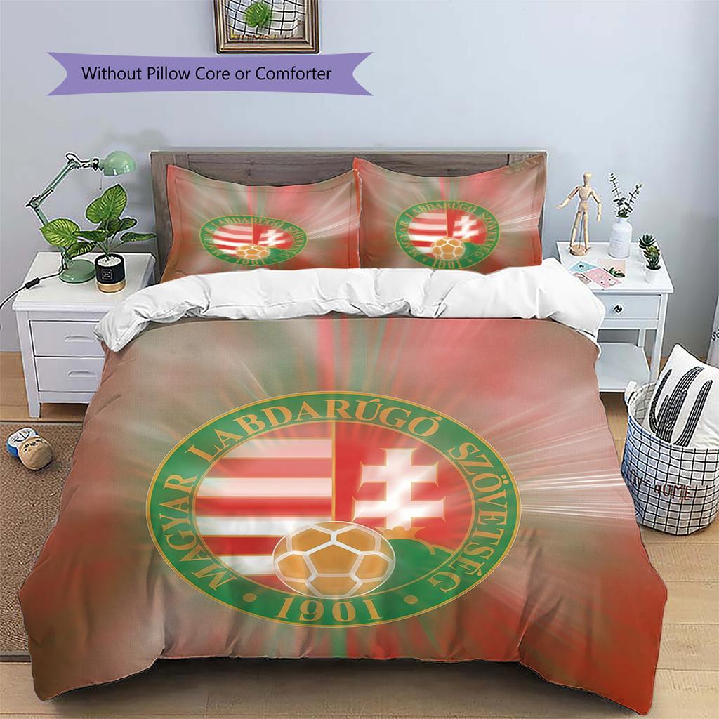 Hungary National Football Team  Pattern Bedding Quilt Set  Home Decoration  Gift (1 * duvet cover + 2 * pillowcase  without core)