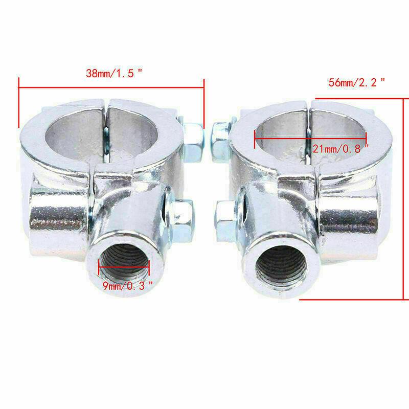 2 stk Sykkel Motorsykkel 7/8" Styre 10MM Gjenge Speil Feste Holder Klemme Adapter