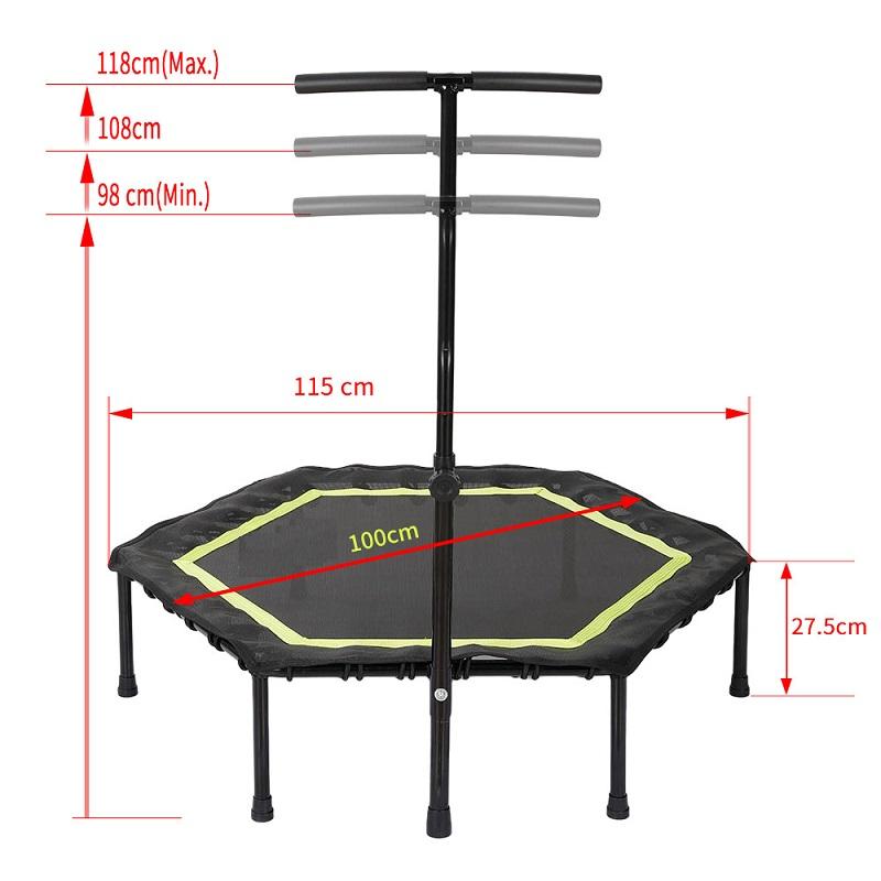 Tappeto Elastico Fitness 40'' con Manubrio Regolabile Tappeto Elastico Silenzioso Bungee Rebounder per Bambini Adulti Salto Allenamento Cardio