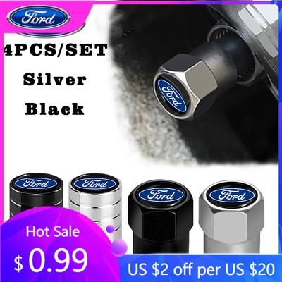 Autosticker Autosticker 2025 Heet 4 STuks/Set Metalen Auto Bandenventieldopjes Band Wiel Ventielsteel Luchtventieldop Voor Ford Escape Kuga Mondeo