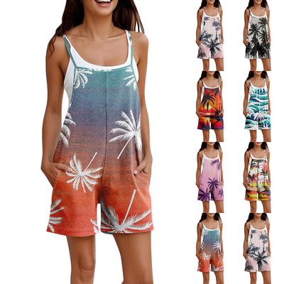Rompers For Women Summer Casual Sleeveless Overall Comfy Loose Spaghetti Strap Romper Fashion Jumpsuit With Pockets