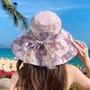 Summer Eaves Sun Protection Mother Hat Fashion Bow Streamer Sun Hat Children Beach Seaside Breathable Sun Hat