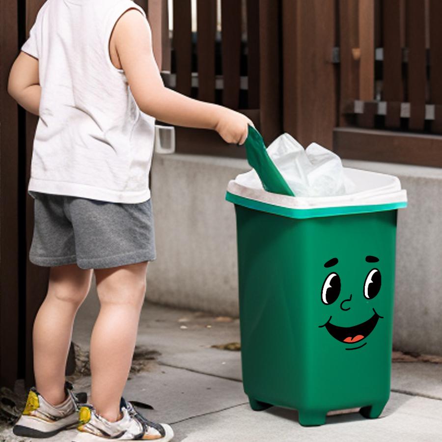 Funny Face Trash Can Stickers - 4pc Cartoon Smile Garbage Bin Decals Waterproof Vinyl Sticker Set For Kitchen Office Home Decor