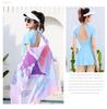 2026 Women's Conservative Slimming One-Piece Short Sleeve Swimsuit, Hot Spring Plain Patchwork, Customizable Swimwear.