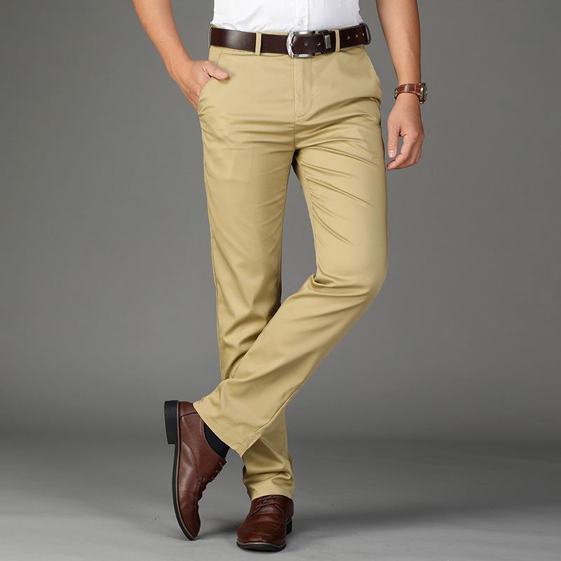 Freizeithose Herren Superweich Business Locker Gerade Stretch Hohe Taille Mittleren Alters