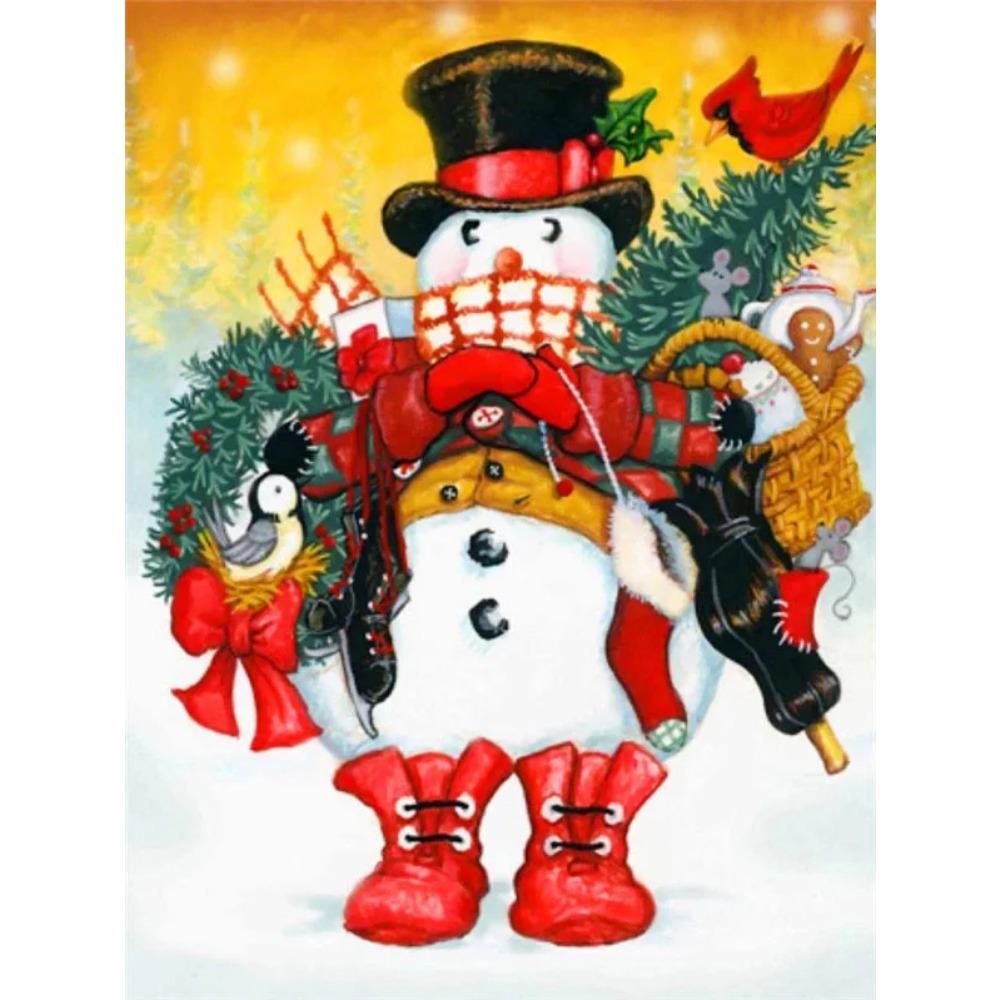 

Алмазная живопись Art Full Drill Снеговик Рождественская елка Алмазная картина Ручная работа Снежный день Diy Алмазная мозаика Картина Украшение дома Рождественский подарок Full Square 25X37.5CM