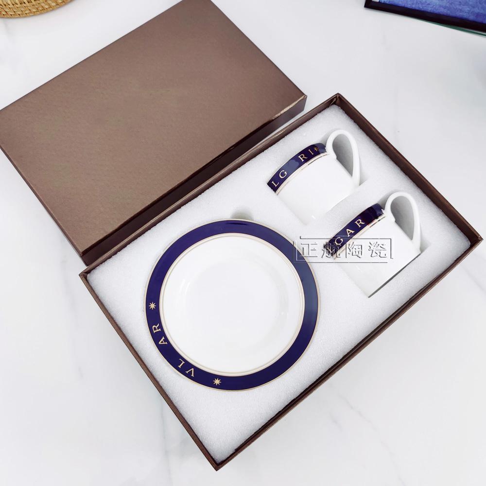 European Light Luxury Fashion Afternoon Tea Coffee Set Blue Phnom Penh Bone China Double Cup Saucer Office Water Cup Fruit Plate