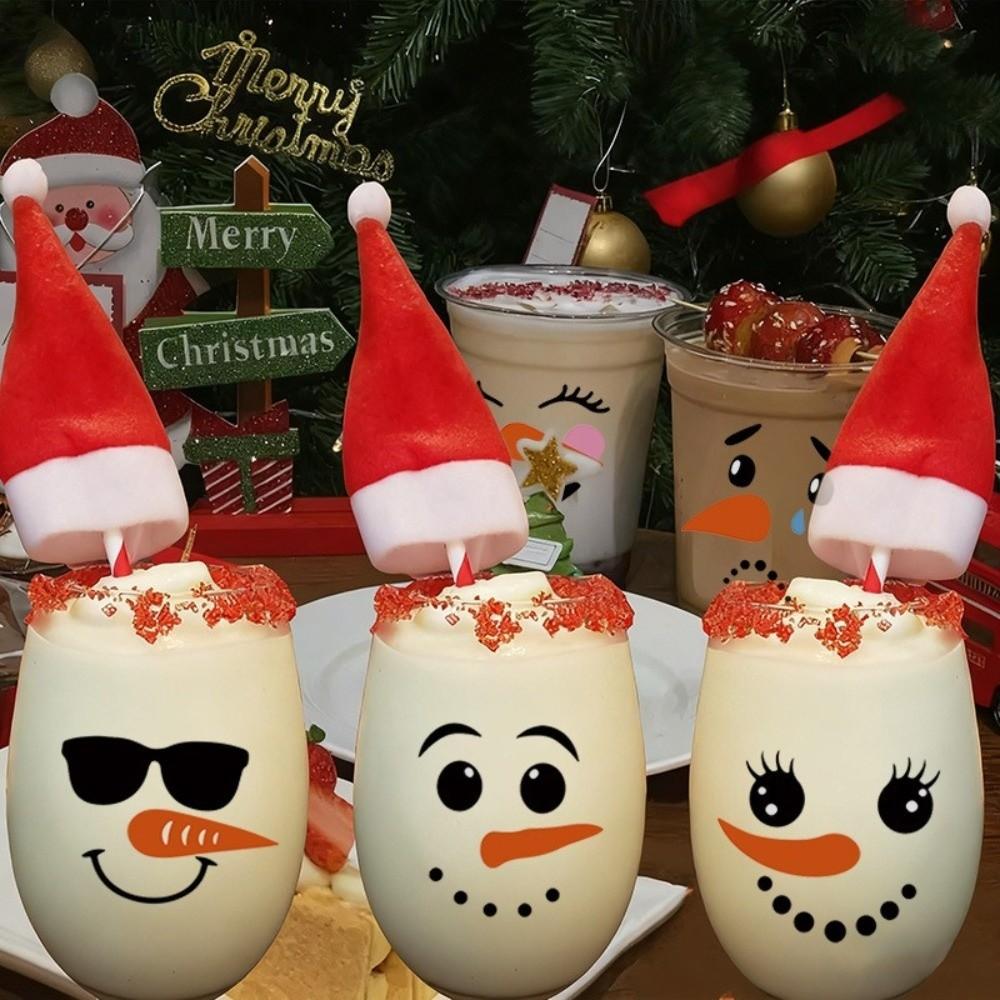 71pcs PVC Christmas Snowman Face Stickers DIY Transparent Cartoon Stickers Self-adhesive Window and Wall Funny Decals Christmas