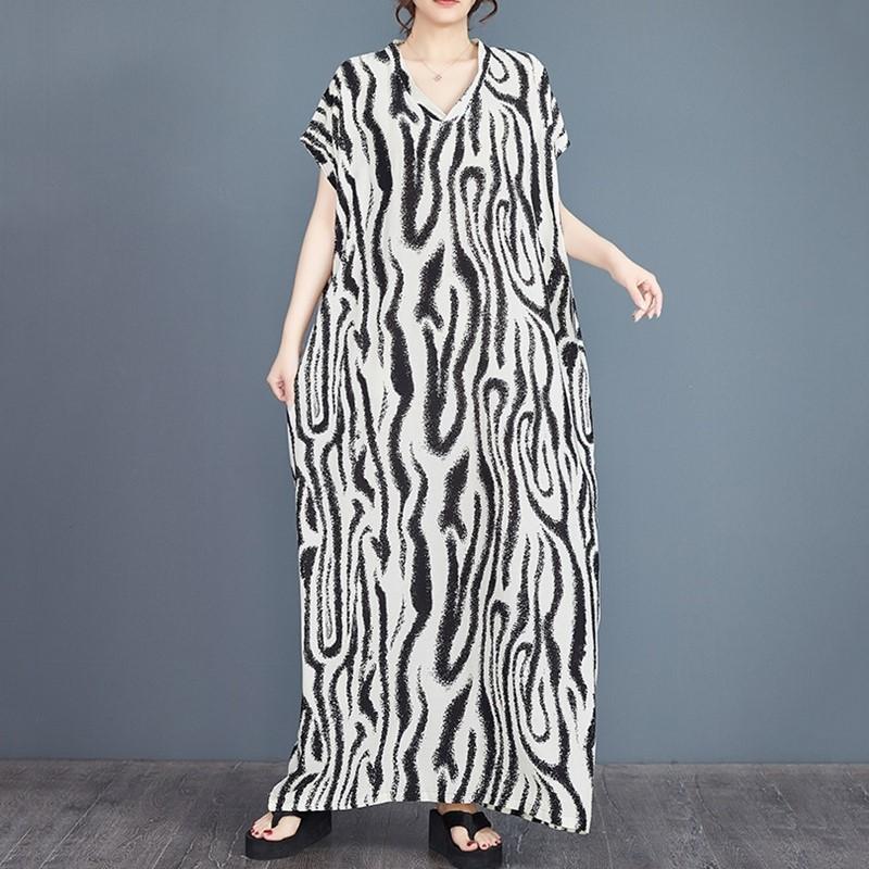 Krótki rękaw Plus rozmiar vintage kwiatowy nowy w sukienkach dla kobiet na co dzień luźna długa letnia sukienka Maxi