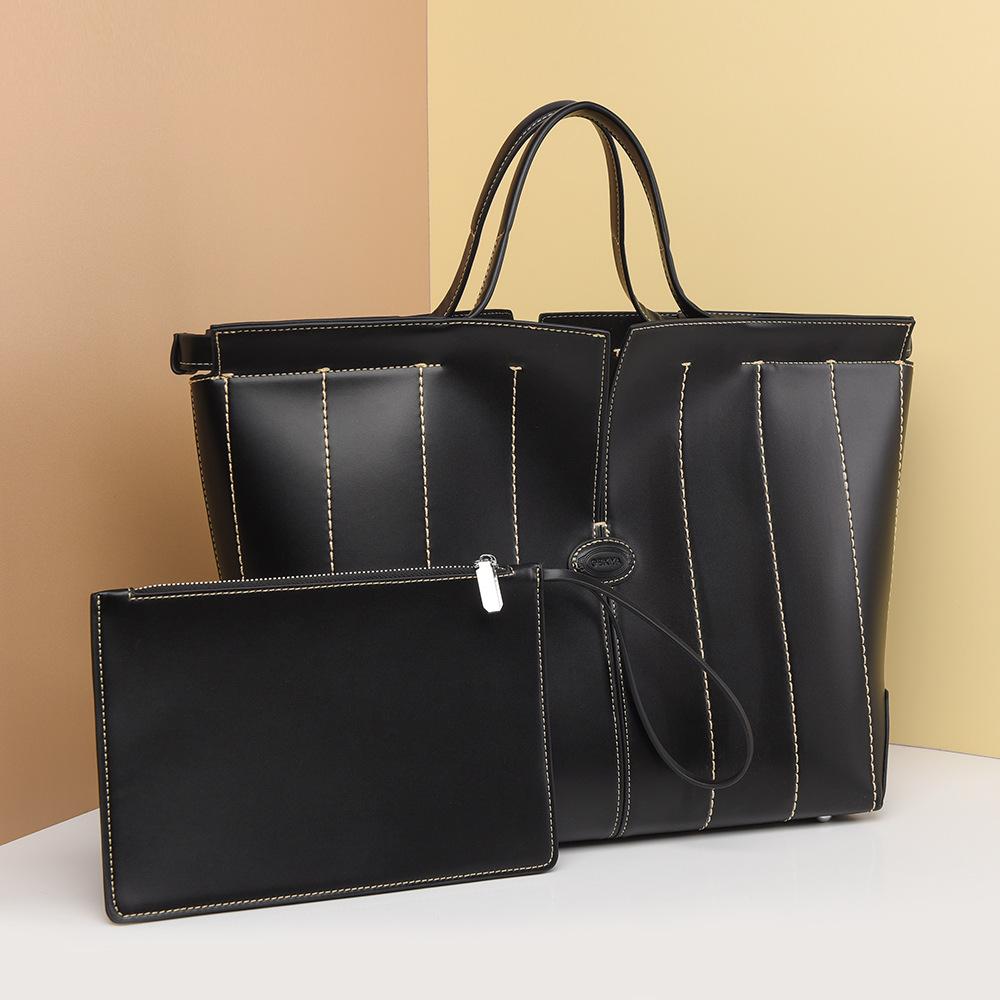 2025 Autumn New Women's Tote Bag Fashionable Large Capacity Commuter Briefcase Elegant Advanced PU Vertical Pattern Women's Handbag Muse Festival Gift