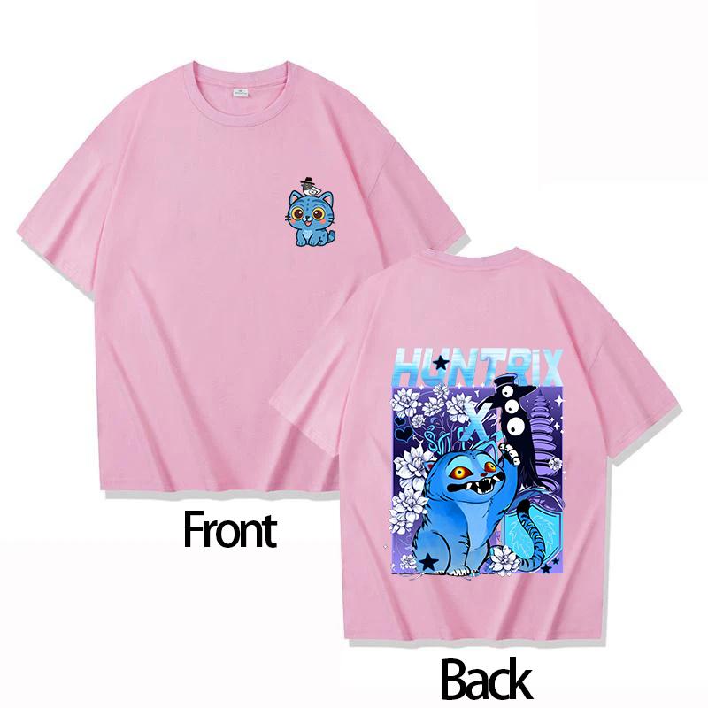 Round Neck Boys Girls T-shirt Cute KPOP Demon Hunter Tiger Derpy Parent-child Girls Short-sleeved Comfortable Adult Top