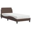 VidaXL Lit avec matelas marron 90x200 cm similicuir, meuble de chambre à coucher, lit simple, cadre de lit incurvé, sommier, 3208339