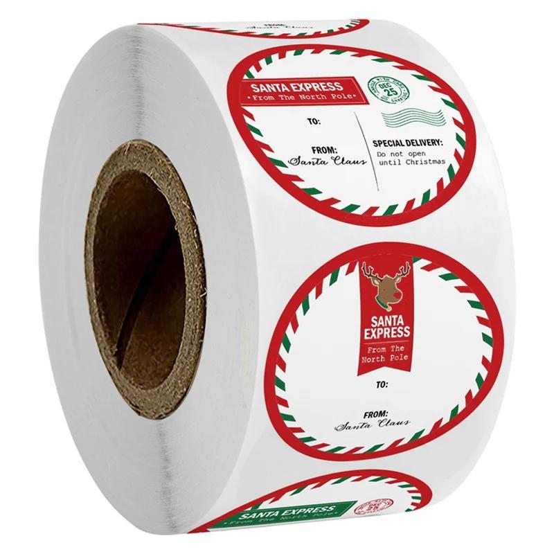 500pcs/roll 1.5inch Santa Claus Merry Christmas Stickers Gift Sealing Label Holiday Decor Baking Envelope Cute Stationery
